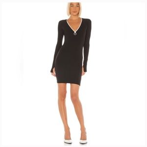 Alix NYC black Snyder long sleeve dress with white zipper Large